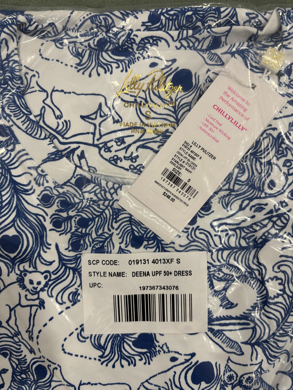 Lilly Pulitzer Blue and White Printed Maxi Dress - Small