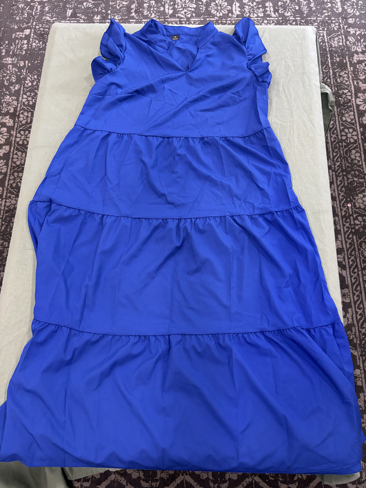 Blue Ruffled Sleeve Tiered Maxi Dress XL