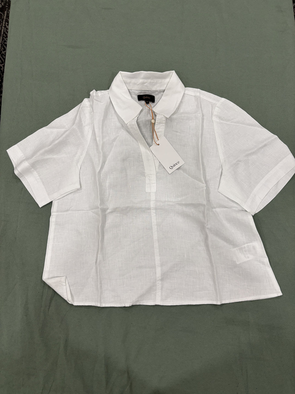Quince White 100% Linen Polo Shirt M NWT