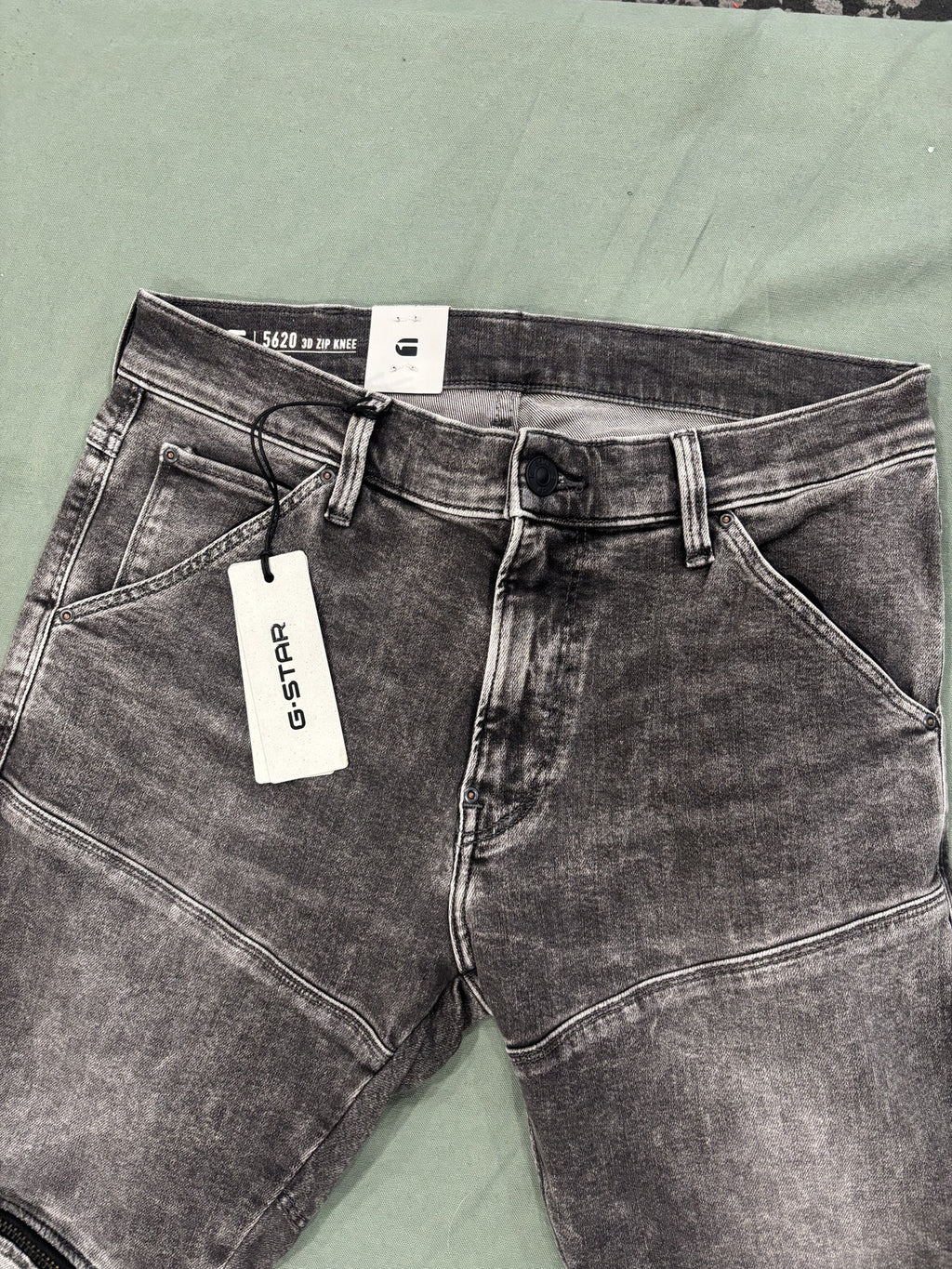 G-Star Raw 5620 3D Zip Knee Skinny Jeans in Faded Black Grey