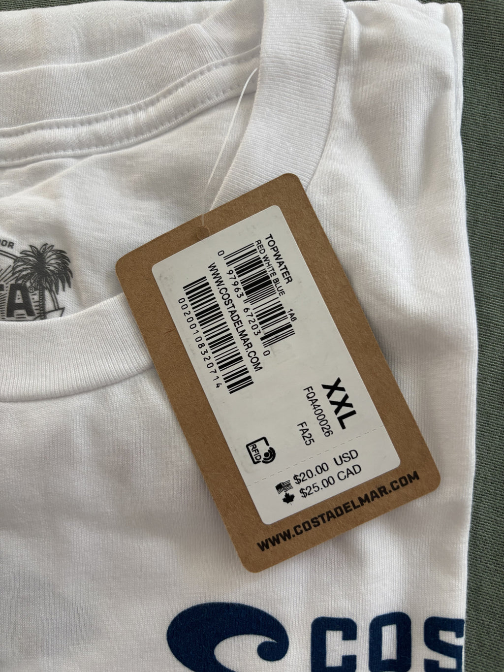 Costa White Short Sleeve Crew Neck T-Shirt XXL Logo Print