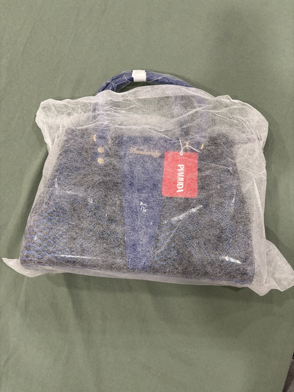 Blue Patent Leather Snake Pattern Handbag