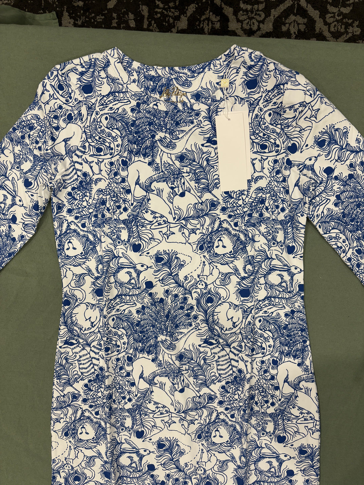Lilly Pulitzer Blue and White Maxi Dress - Large