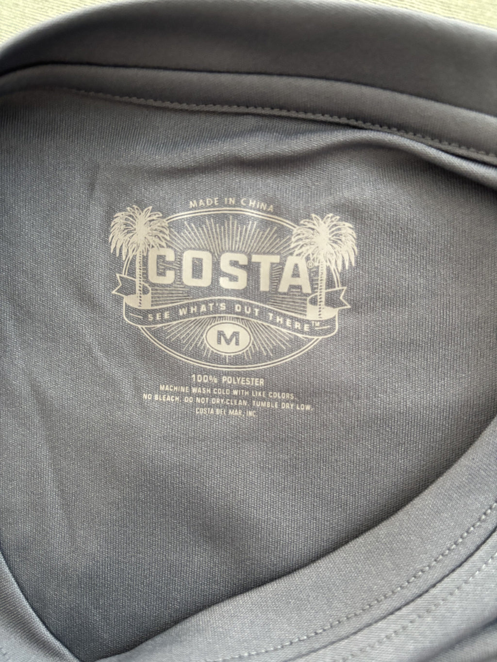 Costa Technical Crew Long Sleeve Shirt Medium Gray Polyester