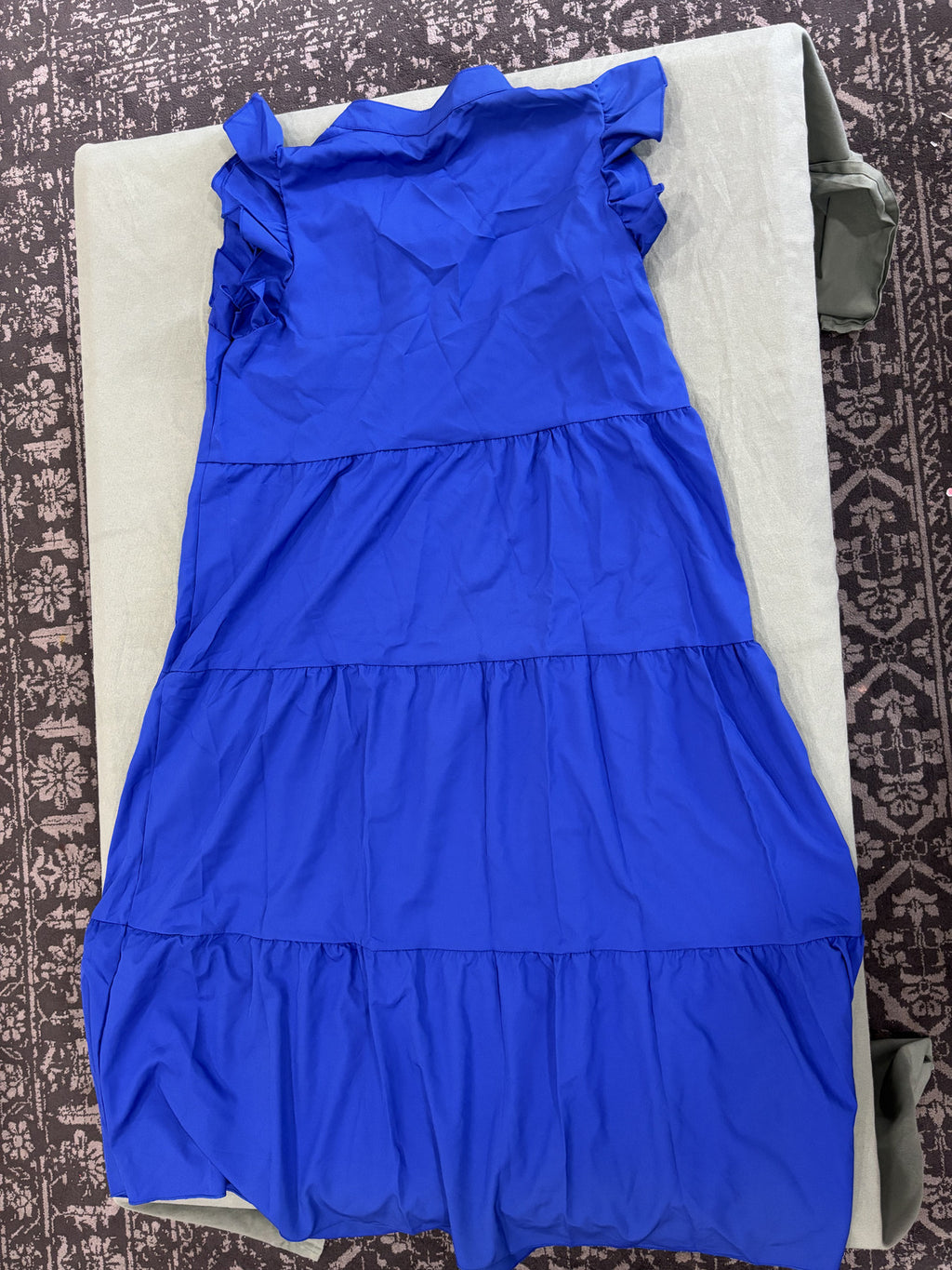 Blue Ruffled Sleeve Tiered Maxi Dress XL