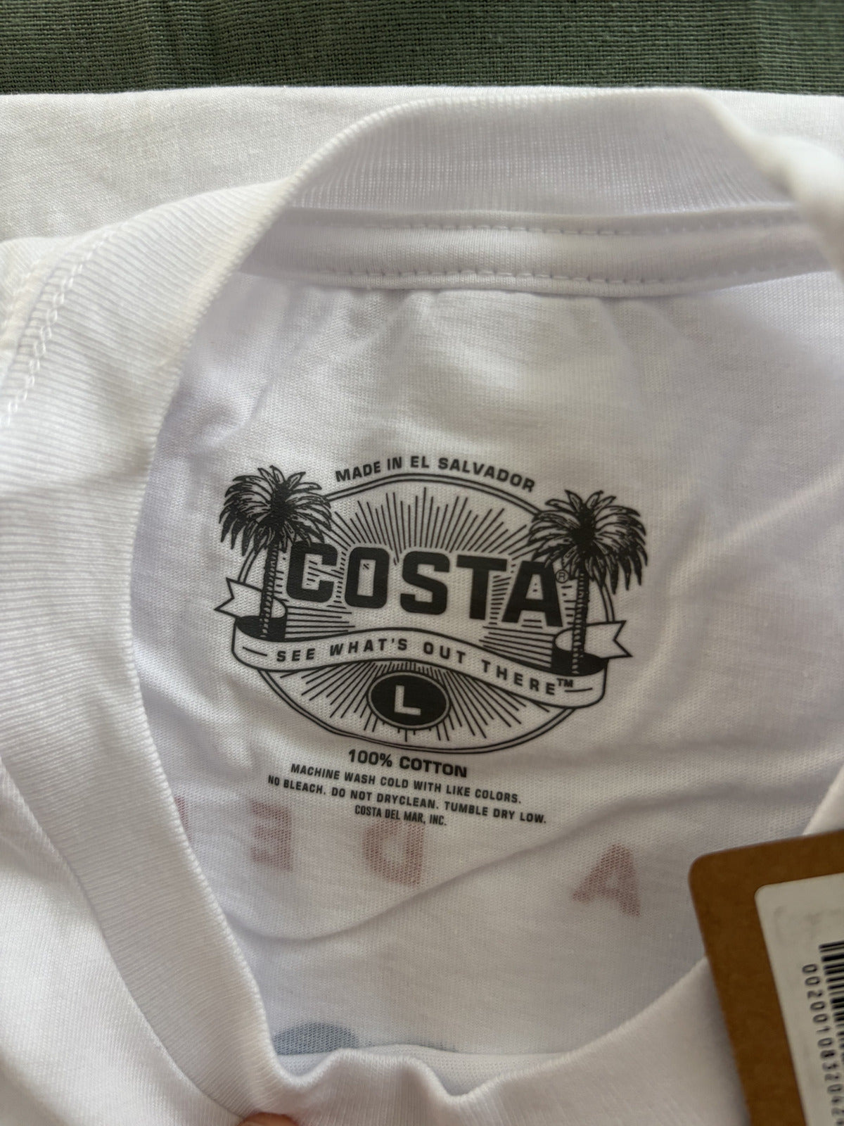 Costa White T-Shirt Large Logo Print Size L