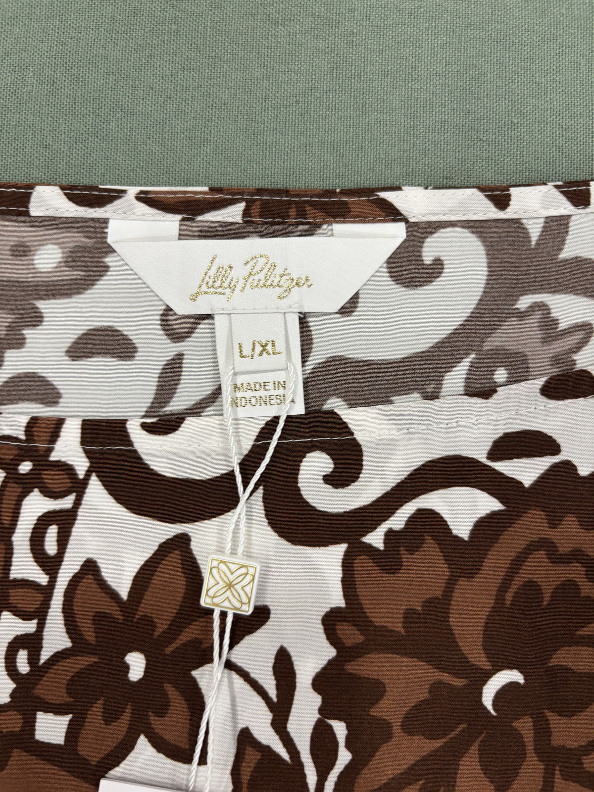 Lilly Pulitzer Brown Floral Patterned Tunic Top L/XL