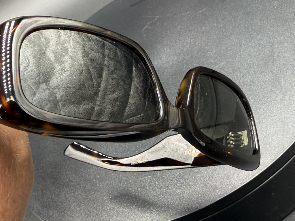 Saint Laurent Paris Tortoise Rectangular Sunglasses