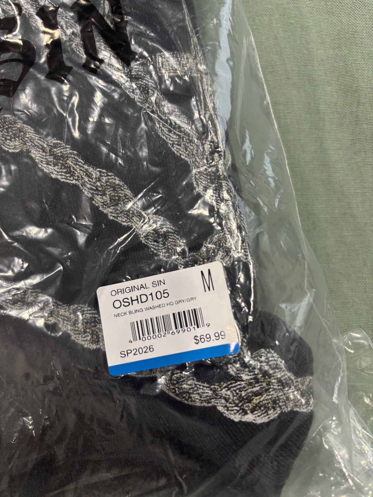 Original Sin Black Hoodie with Cross Chains Graphic Size M