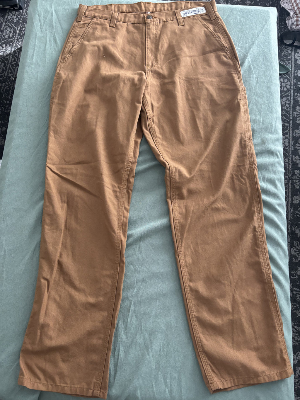 Carhartt Dungaree Fit Work Pants 36x34 Brown Heavy Duty