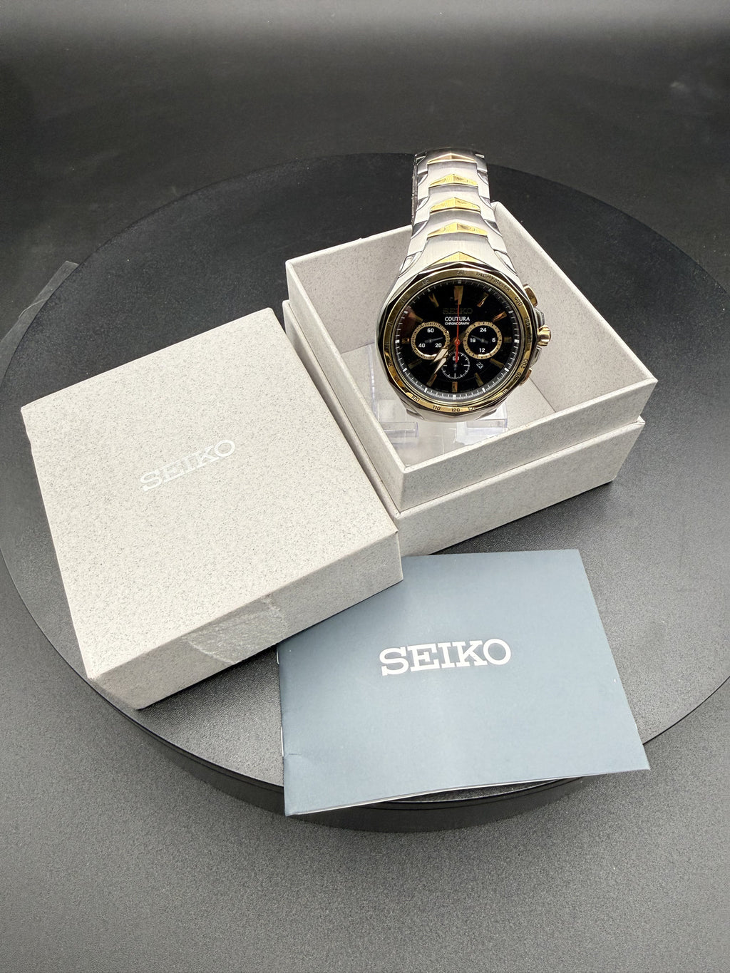 Seiko Coutura Chronograph Two‑Tone Stainless Watch 7T12‑0DF0 — Sapphire Crystal