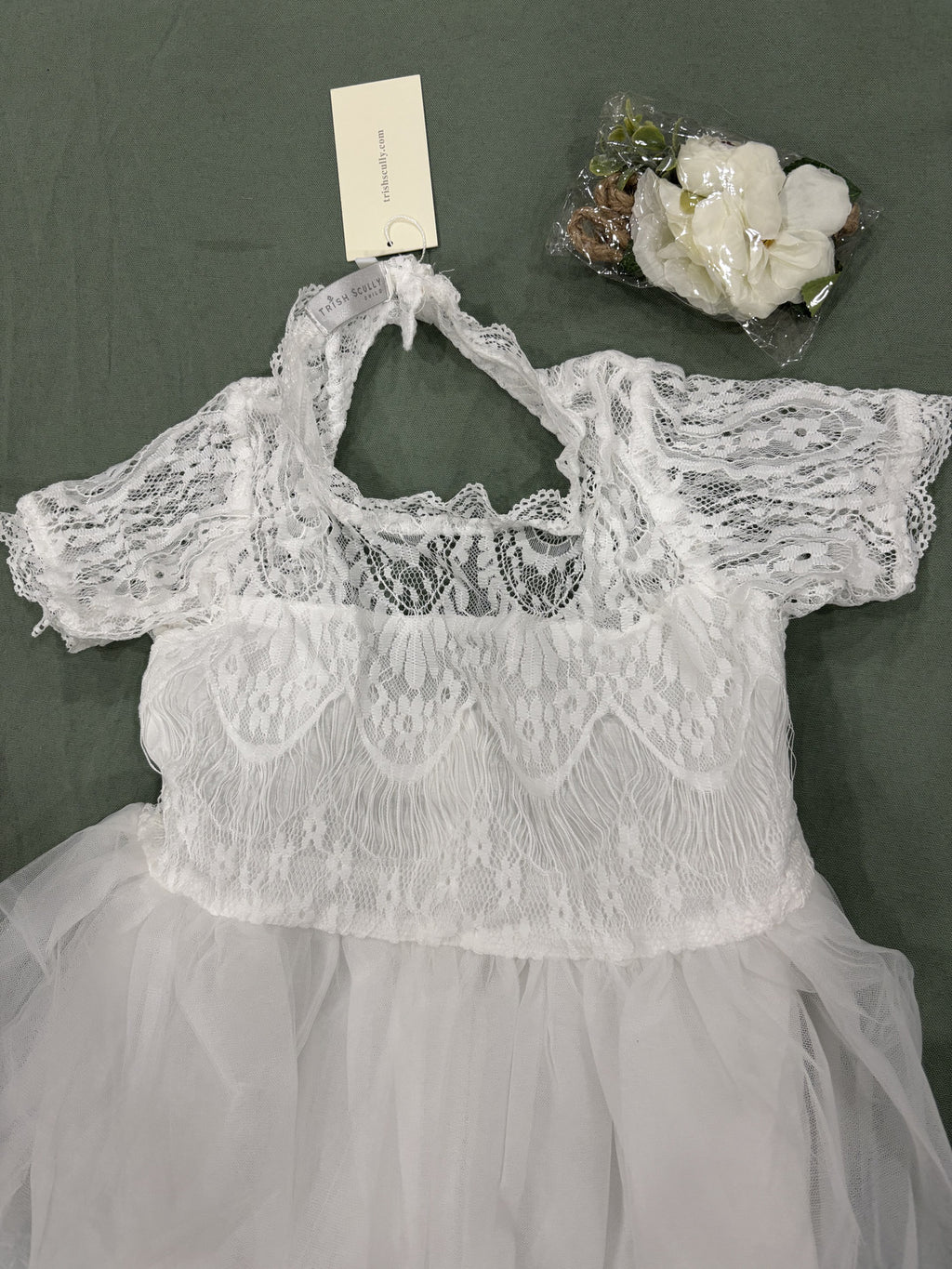 Trish Scully Child White Lace and Tulle Dress Size 10 Girls