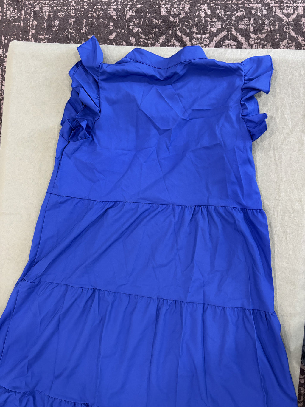 Blue Ruffled Sleeve Tiered Maxi Dress XL