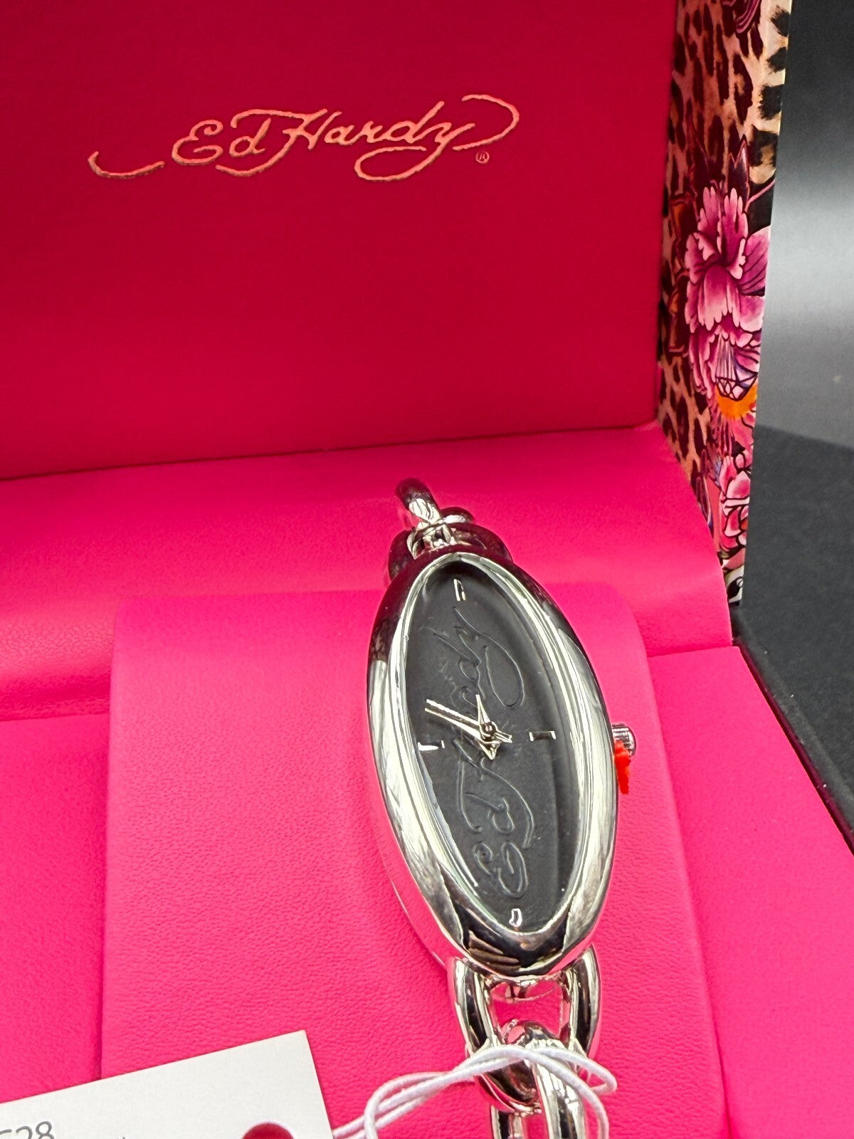 Ed Hardy oval black dial bracelet watch
