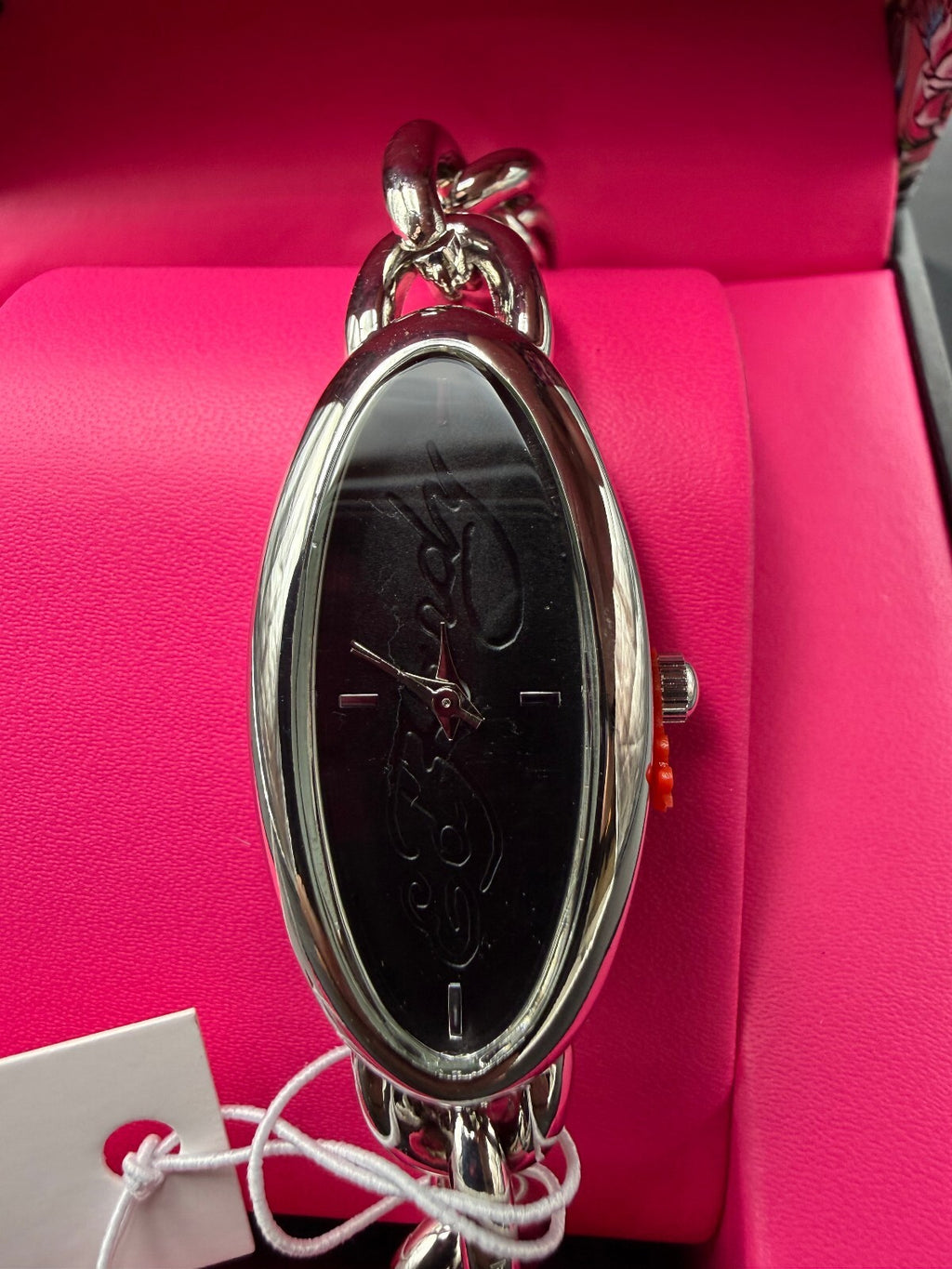 Ed Hardy oval black dial bracelet watch