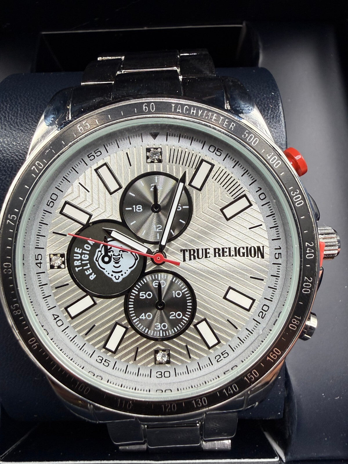 True Religion Men's Stainless Steel Chronograph Wristwatch with Denim Box