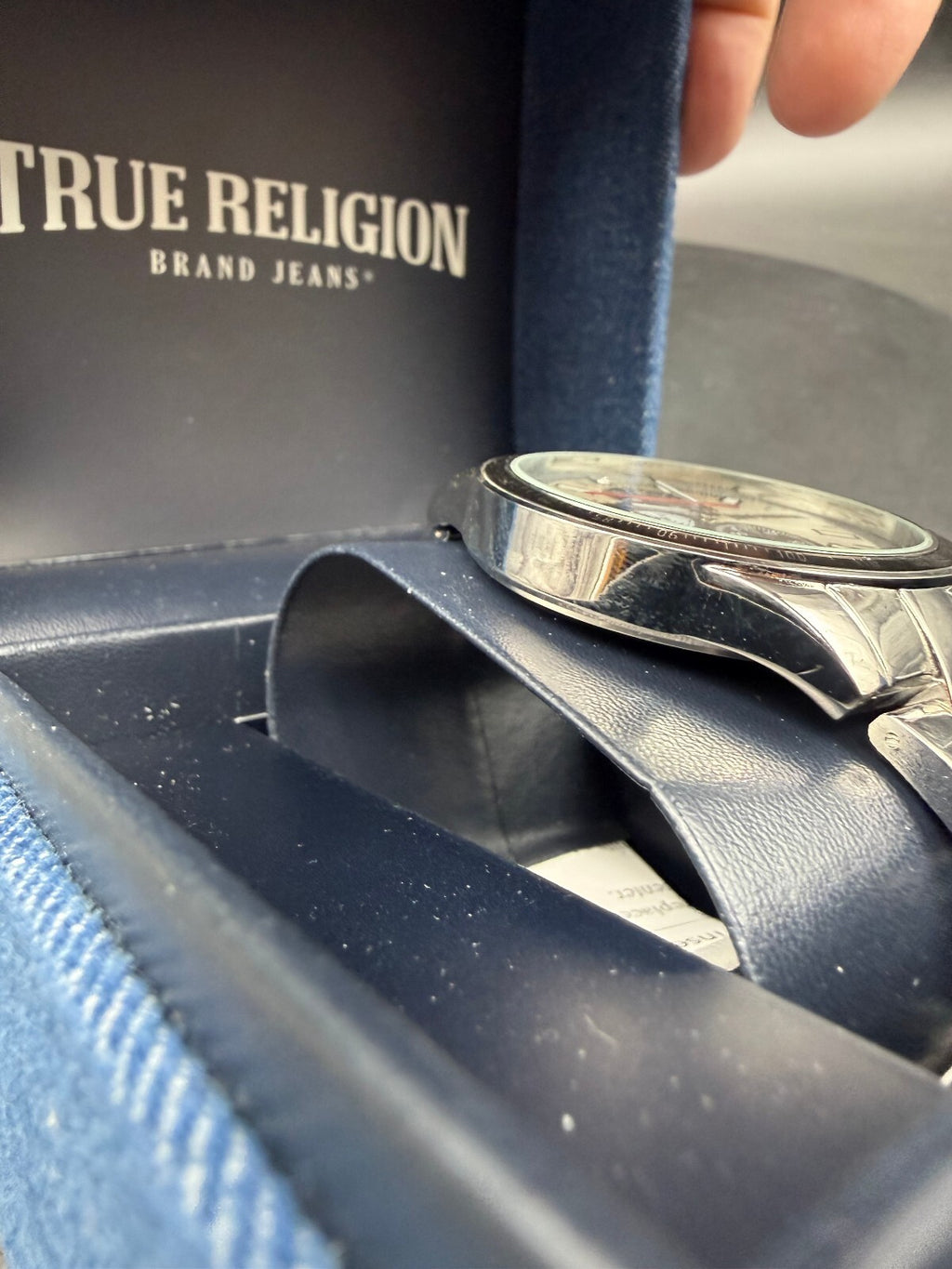 True Religion Men's Stainless Steel Chronograph Wristwatch with Denim Box