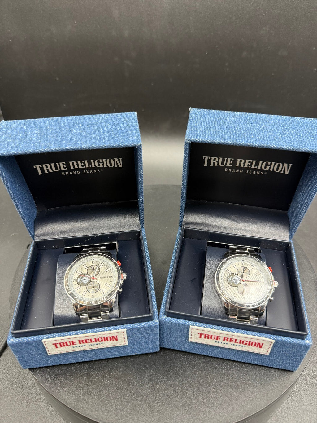 True Religion Men's Stainless Steel Chronograph Wristwatch with Denim Box