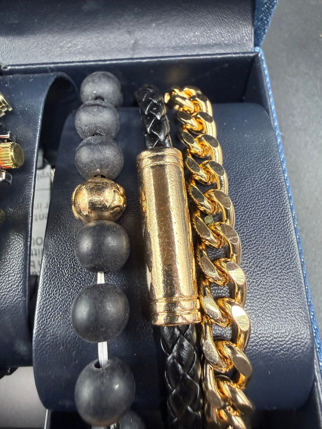 True Religion Black Gold Watch & 3 Bracelet Set w/ Box