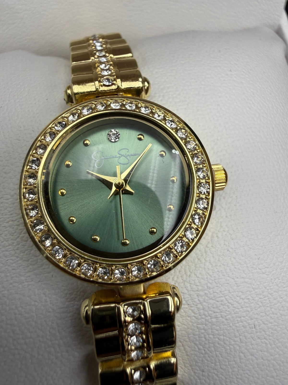 Jessica Simpson gold-tone watch green dial