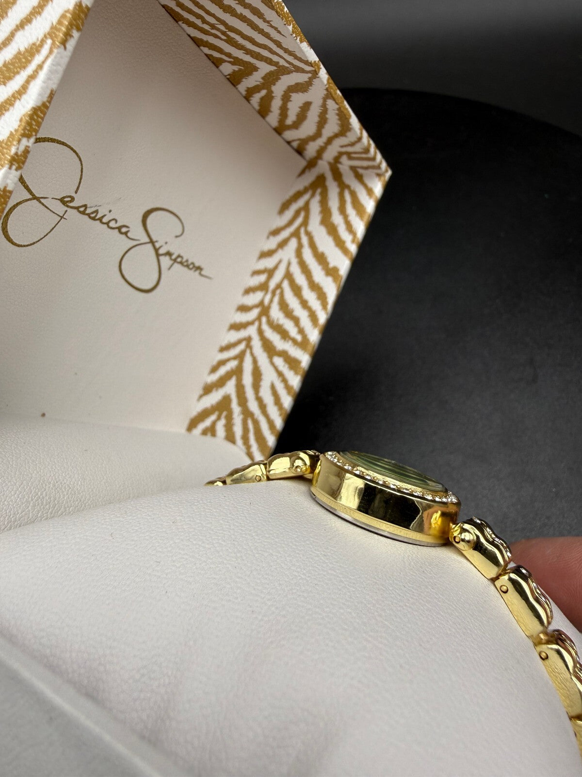 Jessica Simpson gold-tone watch green dial