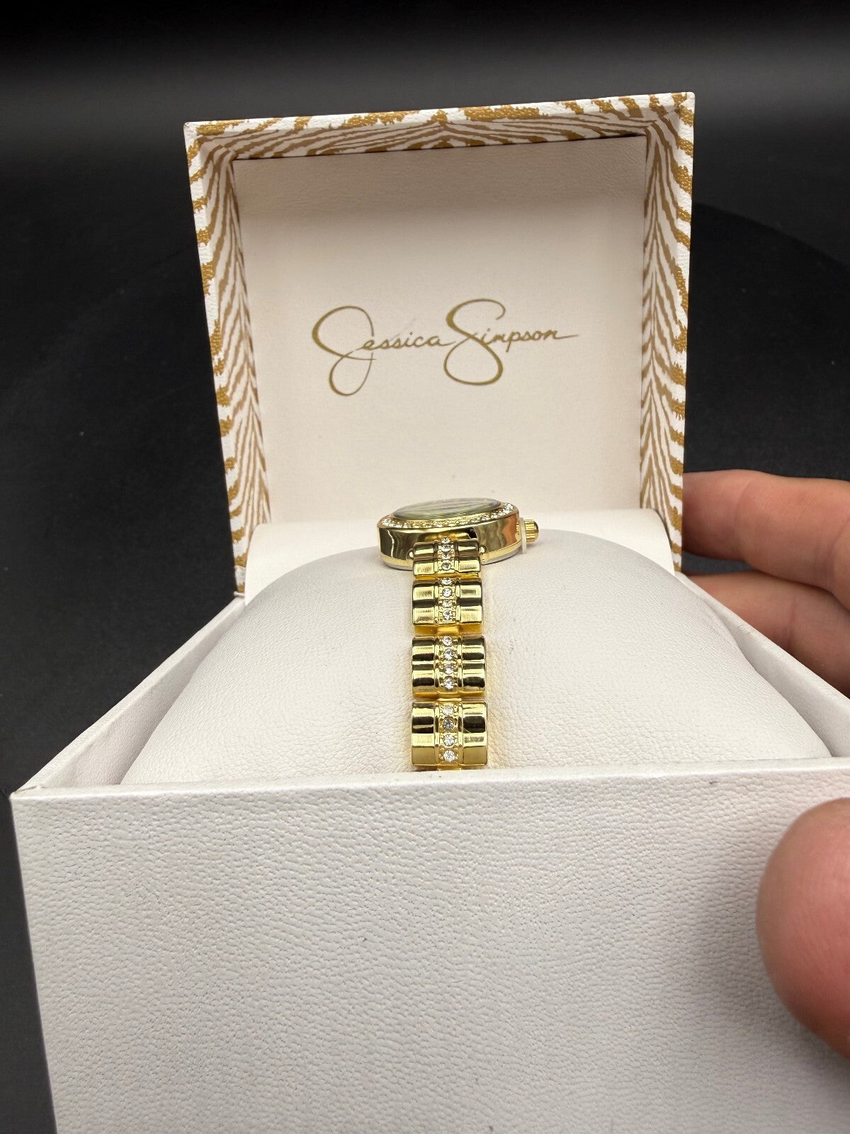 Jessica Simpson gold-tone watch green dial