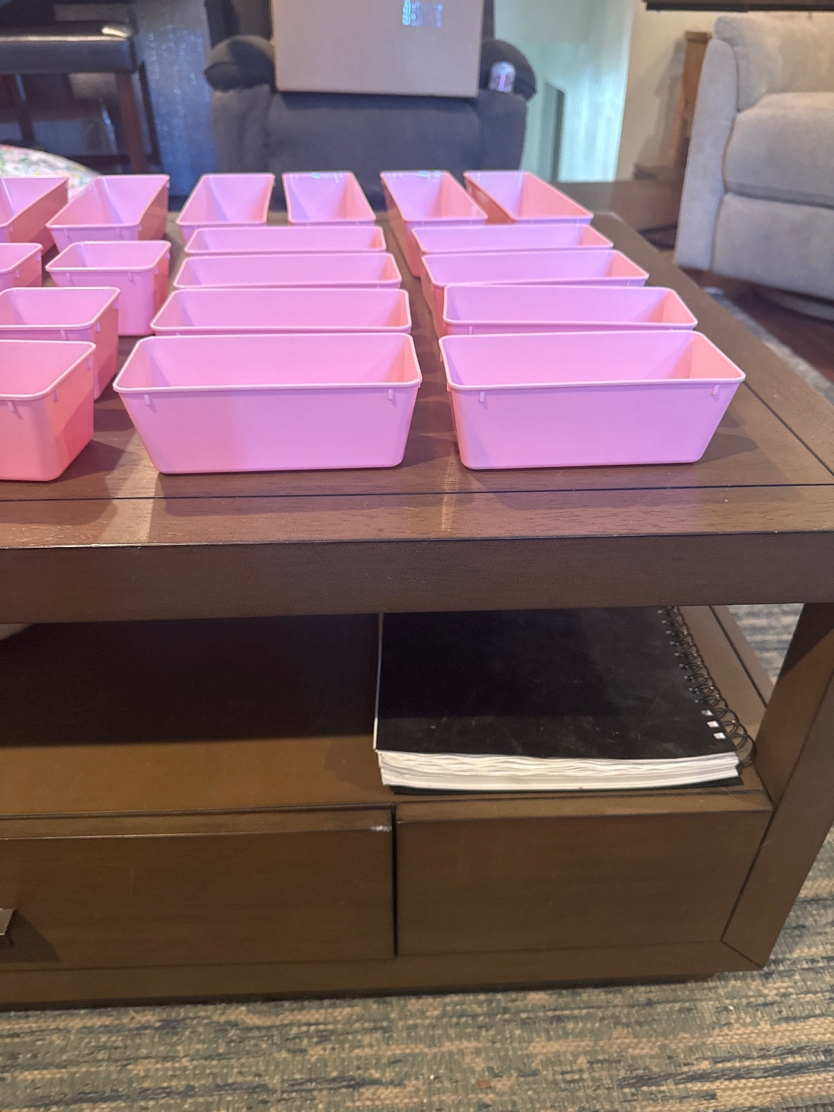 Set of 25 Pink Plastic Storage Organizers for Drawer or Desk