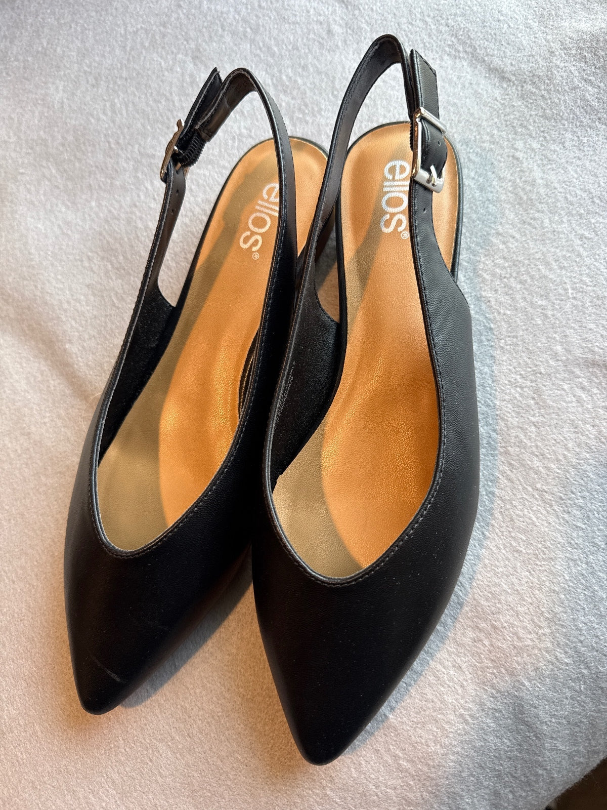 Ellos Black Pointed Toe Slingback Flats Size 8.5 M