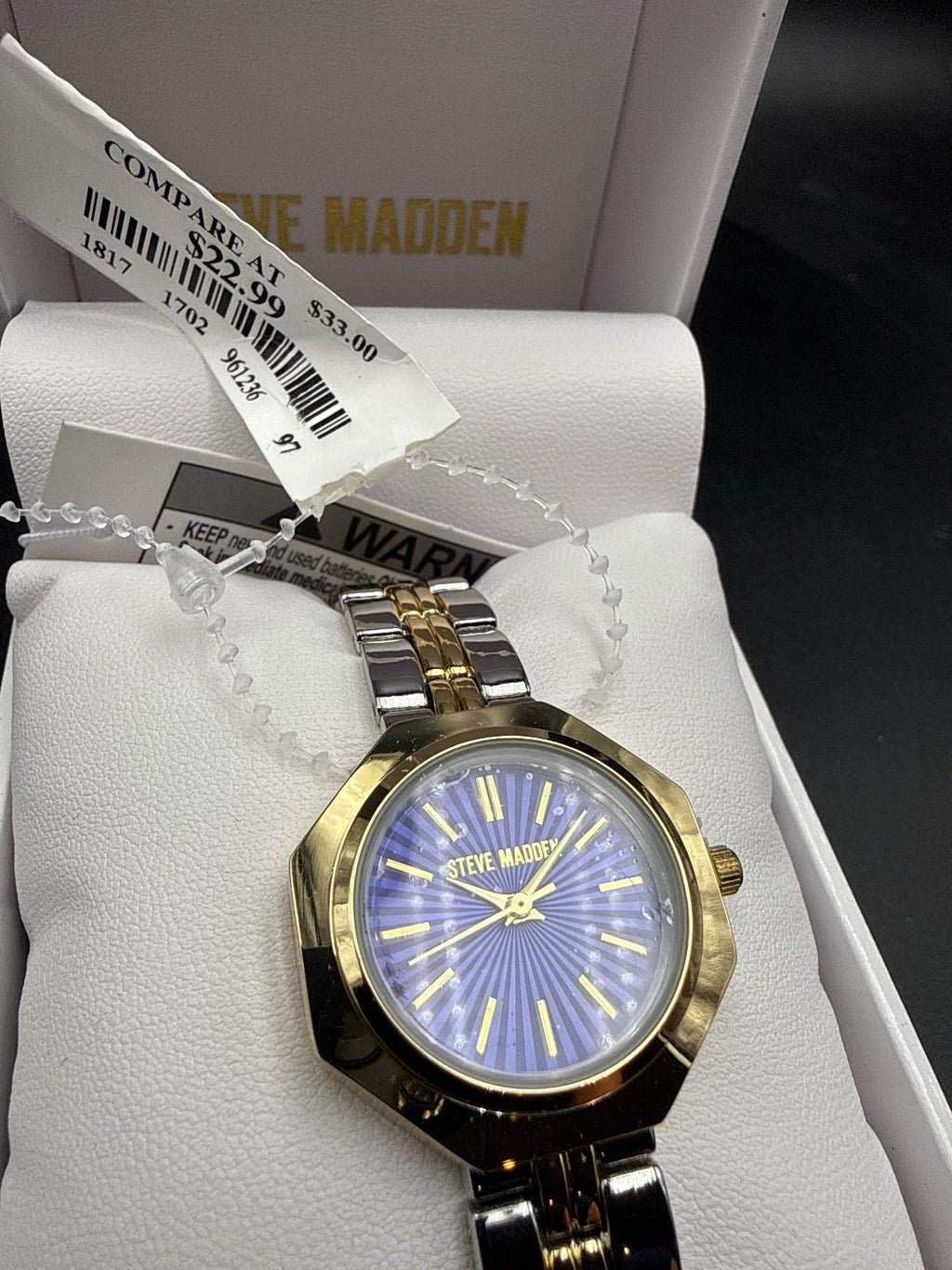 Steve Madden Women's Two-Tone Wristwatch with Purple Dial