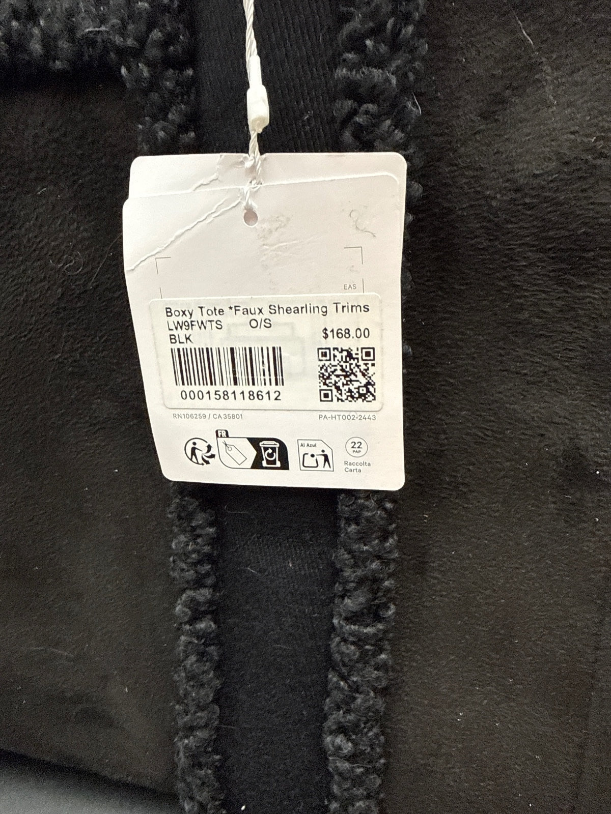 Lululemon Boxy Tote with Faux Shearling Trims Black