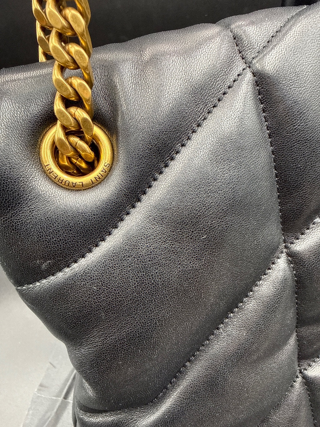 Saint Laurent YSL Med Loulou Puffer Black Leather Bag