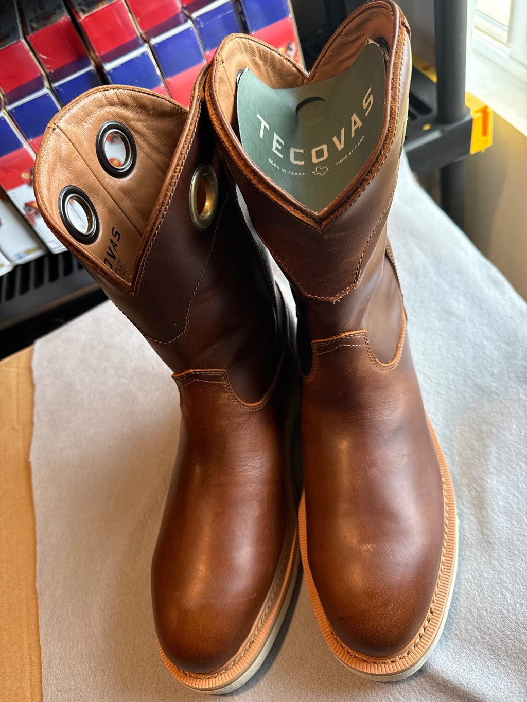 Tecovas Brown Leather Work Boots Size 11D