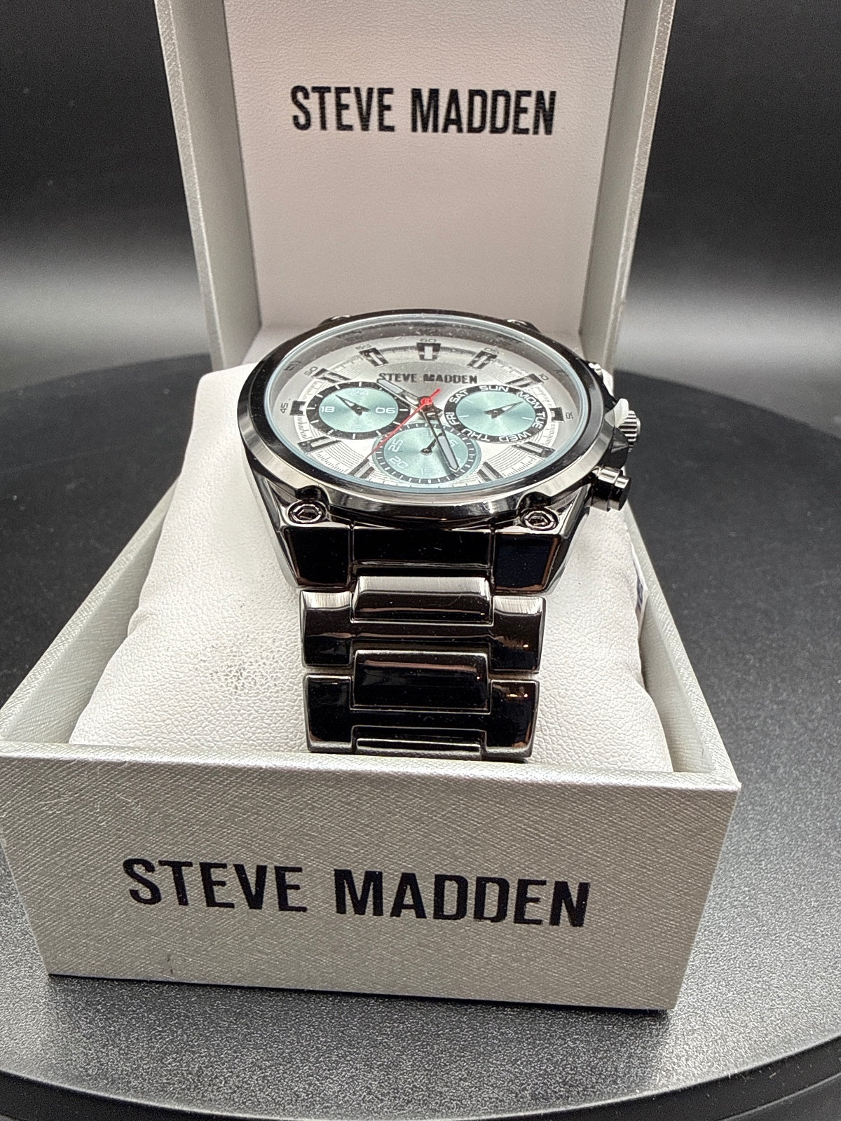 Steve Madden Men's Black Stainless Steel Chronograph Wristwatch