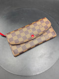 Louis Vuitton Damier Ebene Canvas Red Interior Long Wallet
