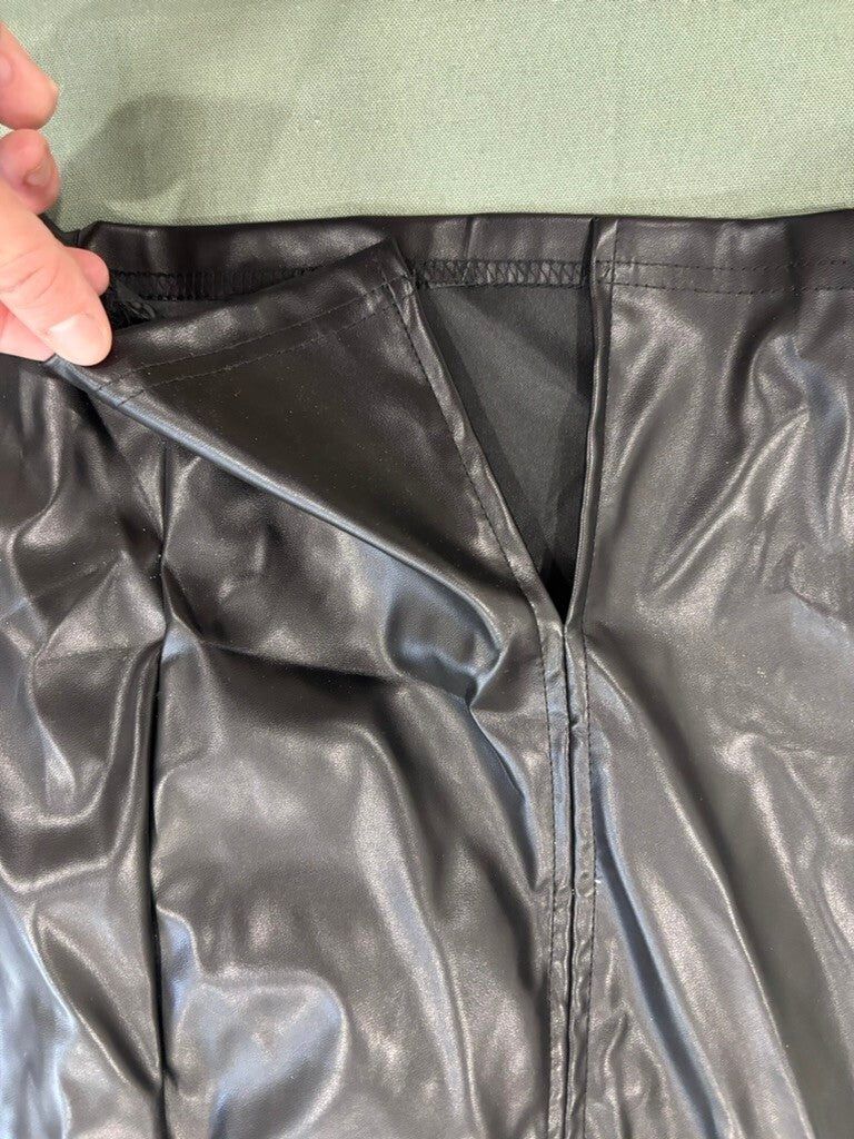 Black Faux Leather Mini Skirt with Built-in Shorts Size S