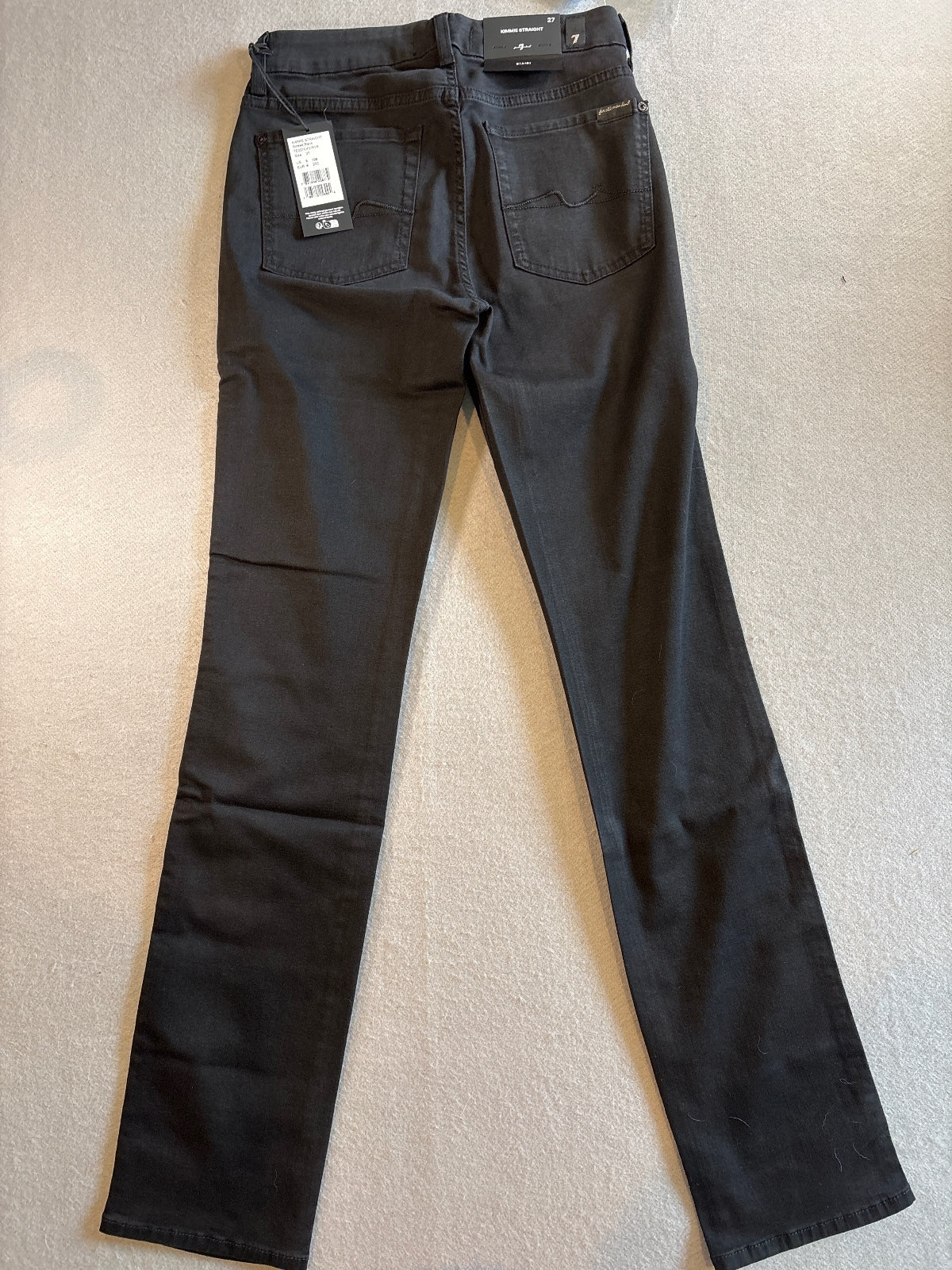 7 For All Mankind Kimmie Straight Rinsed Black Jeans Size 27