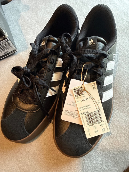 Adidas VL Court 2 Black and White Sneakers with Gum Sole
