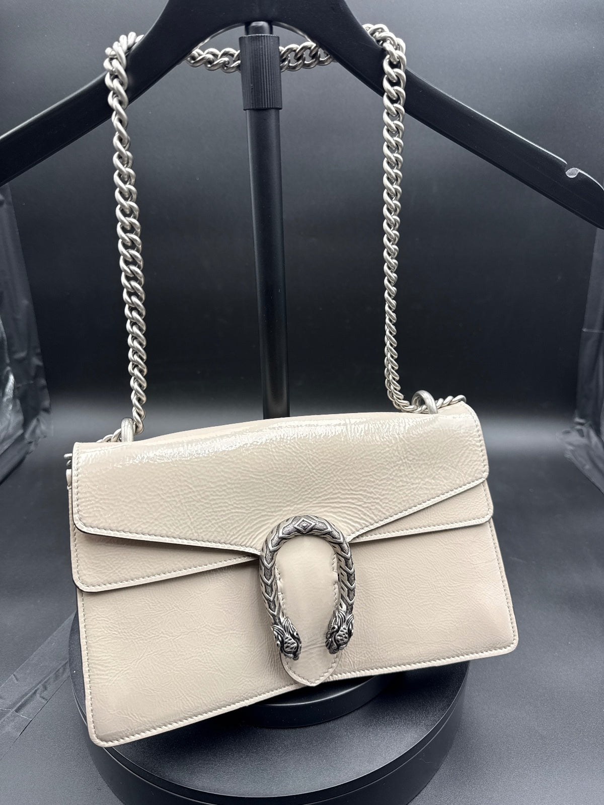 Gucci Dionysus Leather Shoulder Bag L-Beige Made in Italy