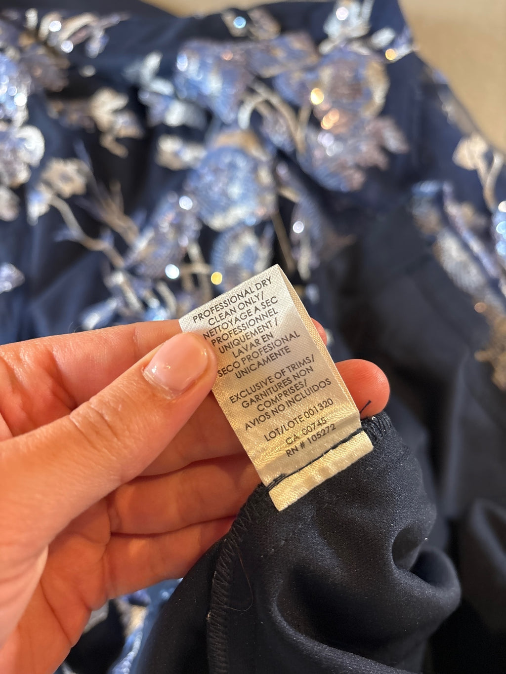 J S Collections Navy Multi Embroidered Floral Cocktail Dress