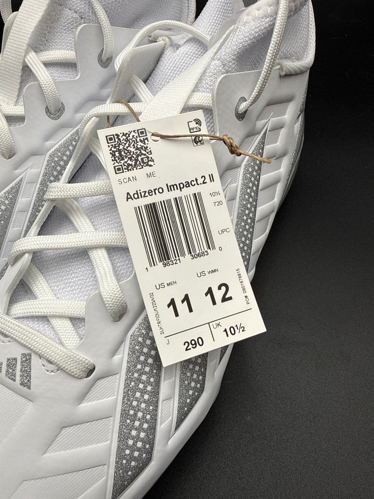 Adidas Adizero Football Cleats White Silver Size 11