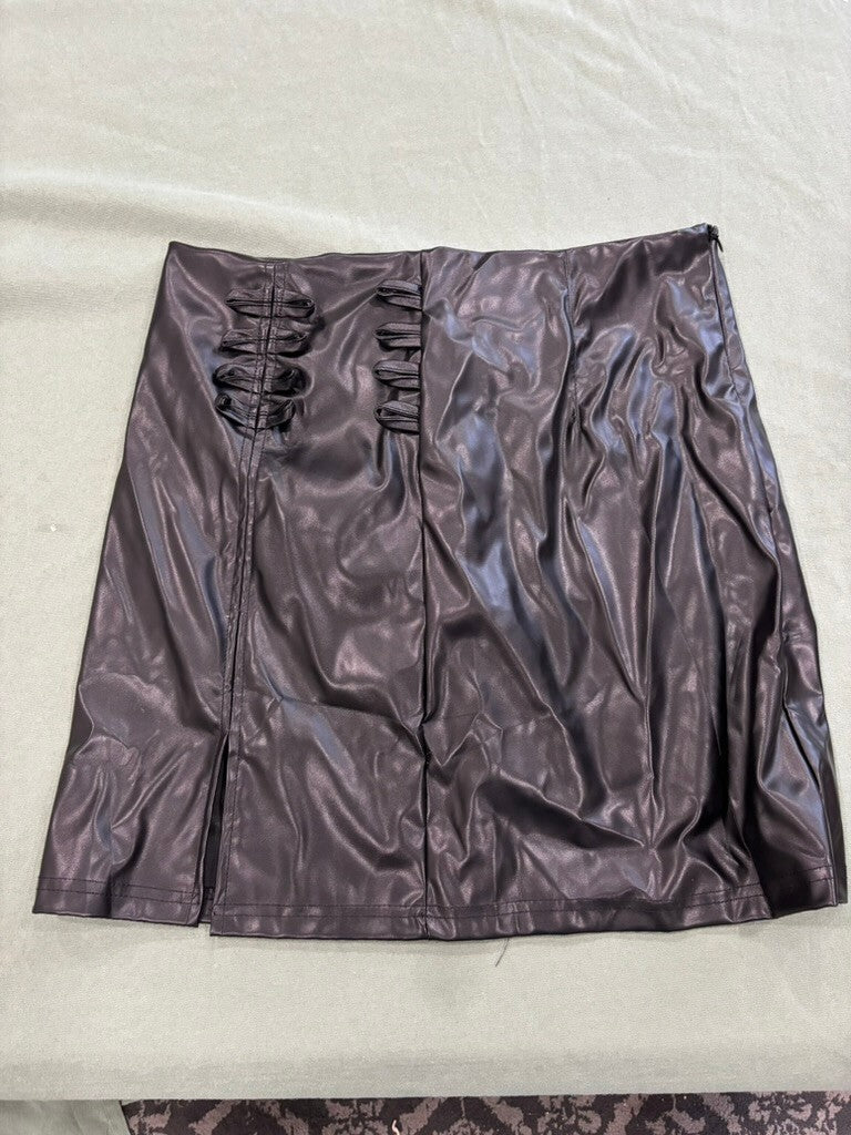 Black Faux Leather Mini Skirt with Built-in Shorts Size S