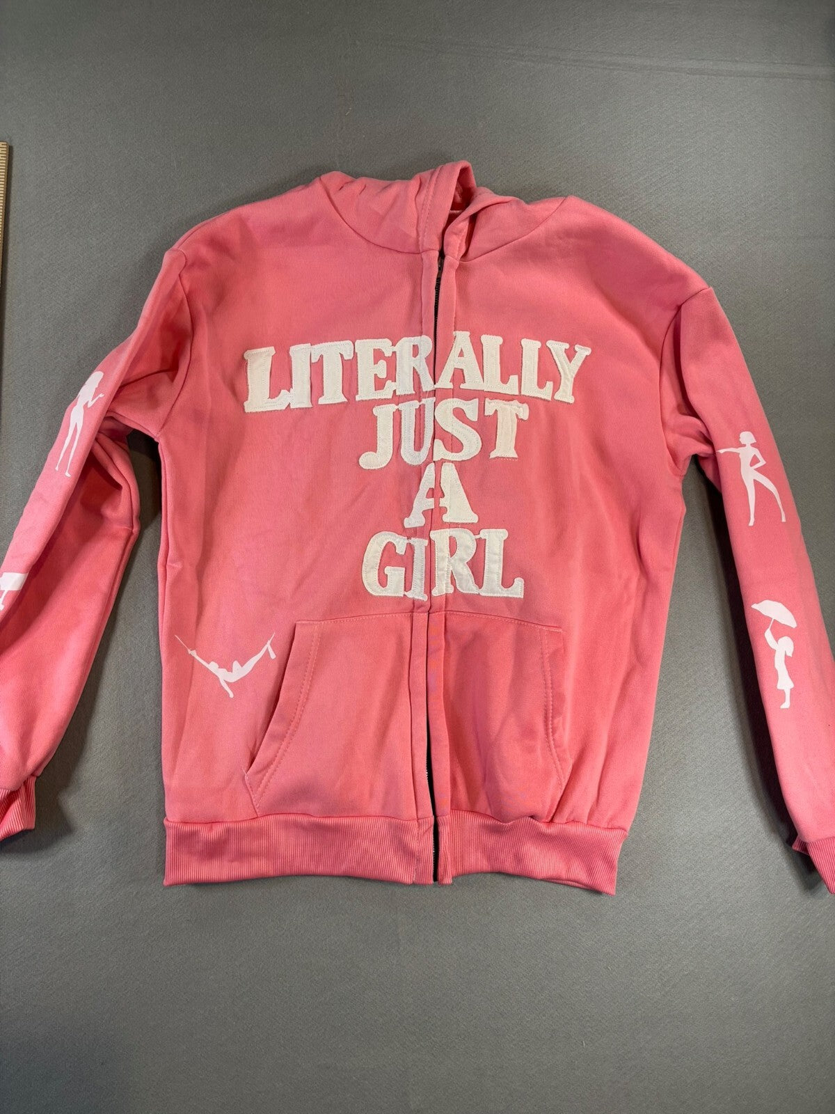 WRLD REBIRTH Pink Zip-Up Hoodie with - Literally Just A Girl