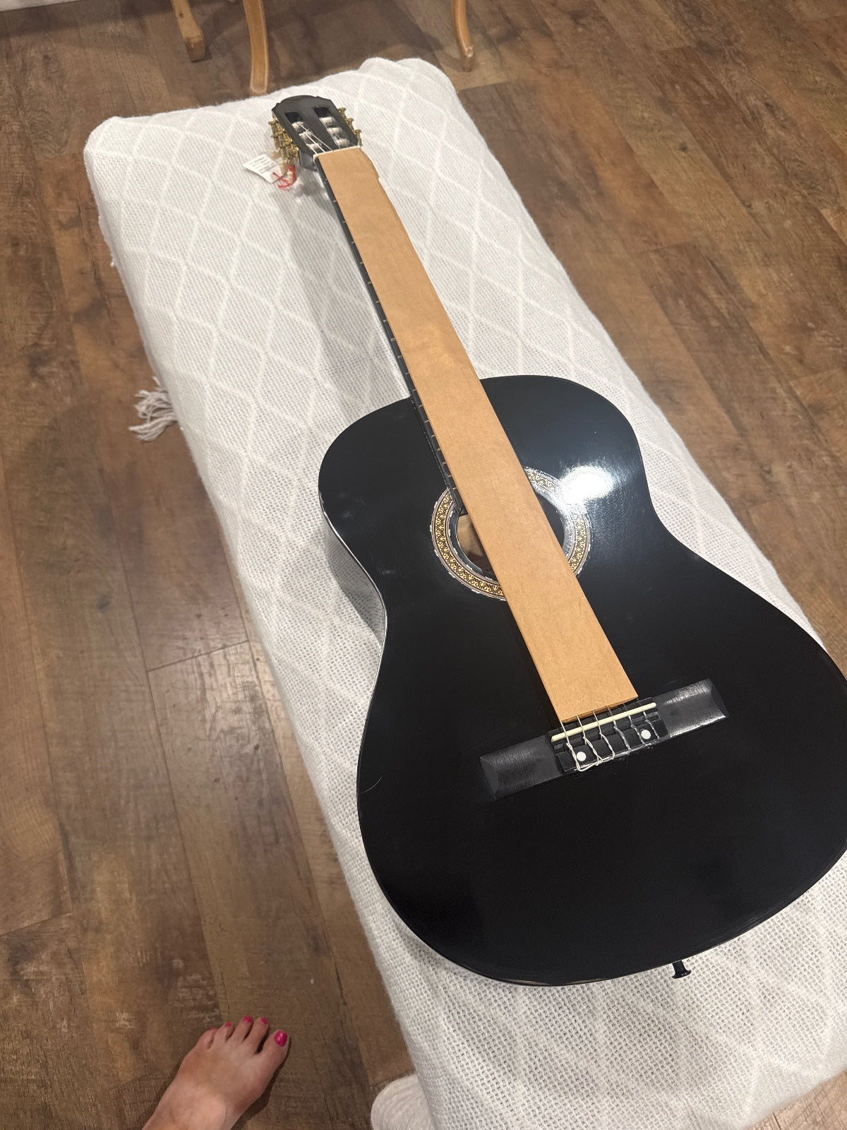 Full Size Black Classical Acoustic Guitar with Decorative Rosette