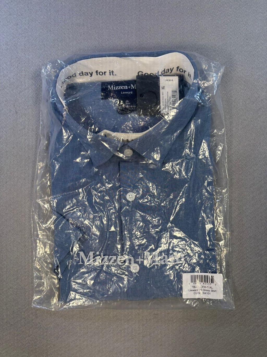 Mizzen+Main Leeward XL Trim Short Sleeve Dress Shirt Blue