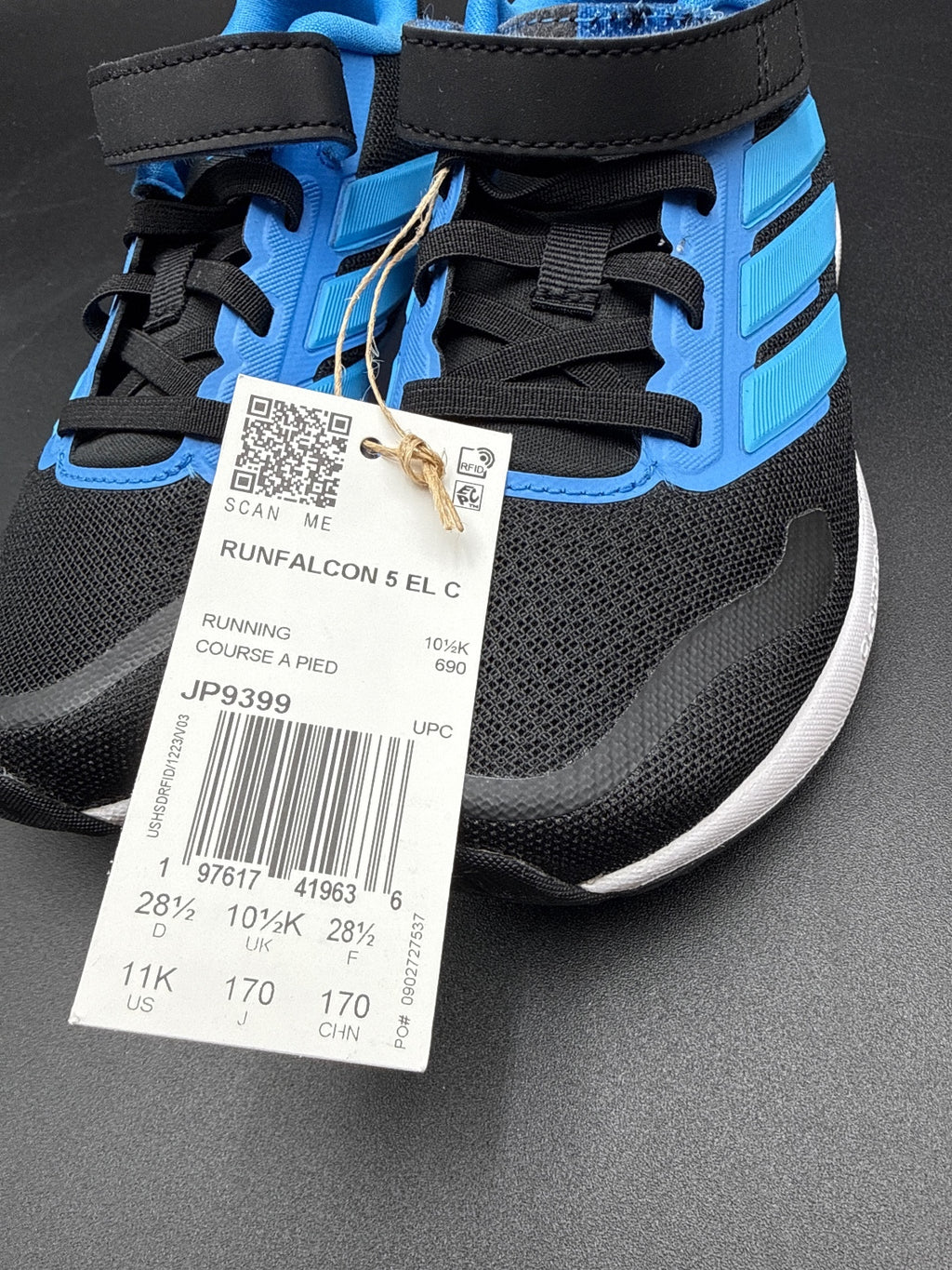Adidas Runfalcon 5 EL C JP9399 Kids 11K Blue Black NIB