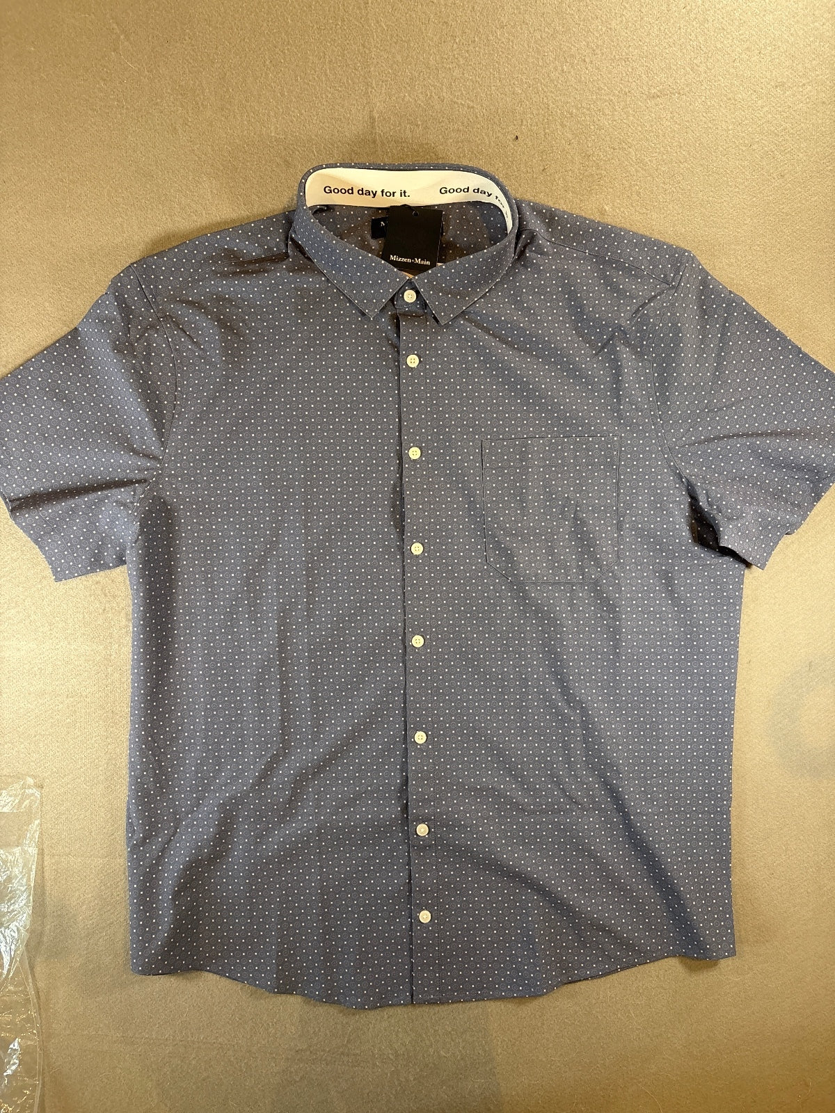 Mizzen+Main Leeward SS Dress Shirt Coastal Ford Medium Print