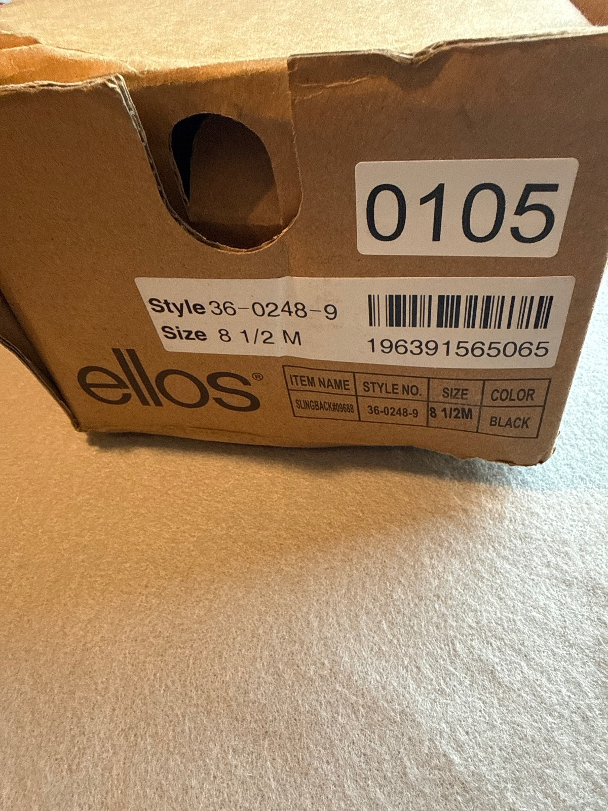Ellos Black Pointed Toe Slingback Flats Size 8.5 M