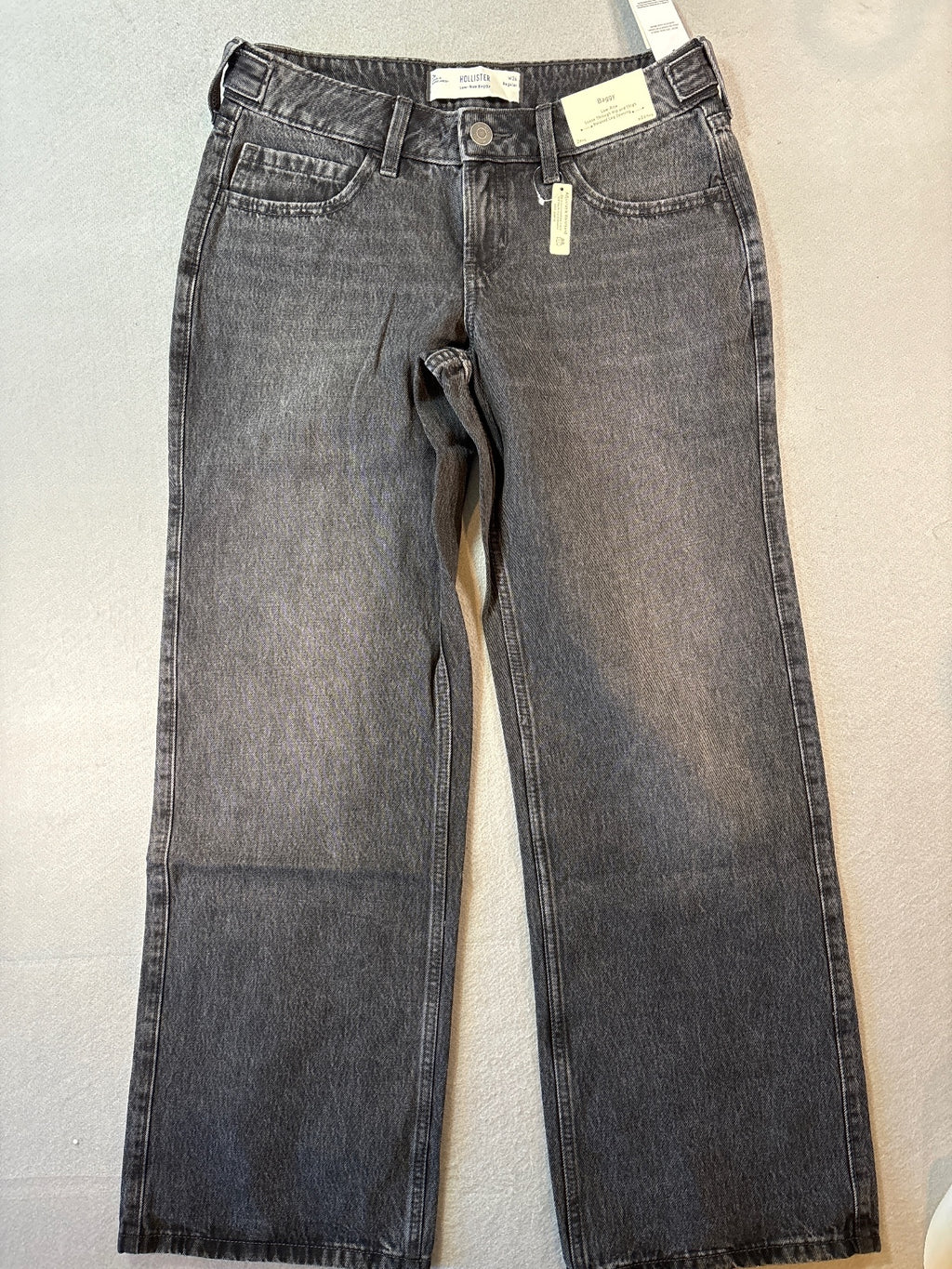 Hollister Low-Rise Baggy Black Denim Jeans W26 Regular