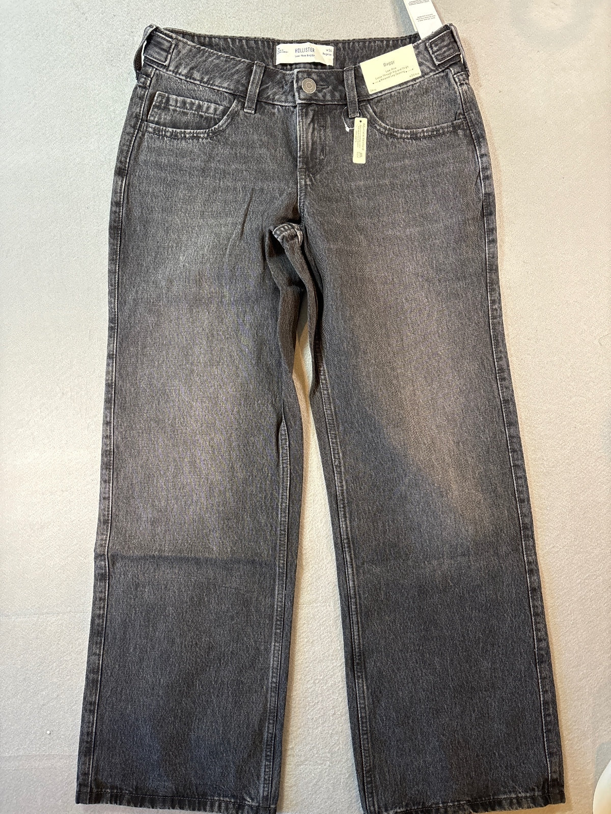 Hollister Low-Rise Baggy Black Denim Jeans W26 Regular
