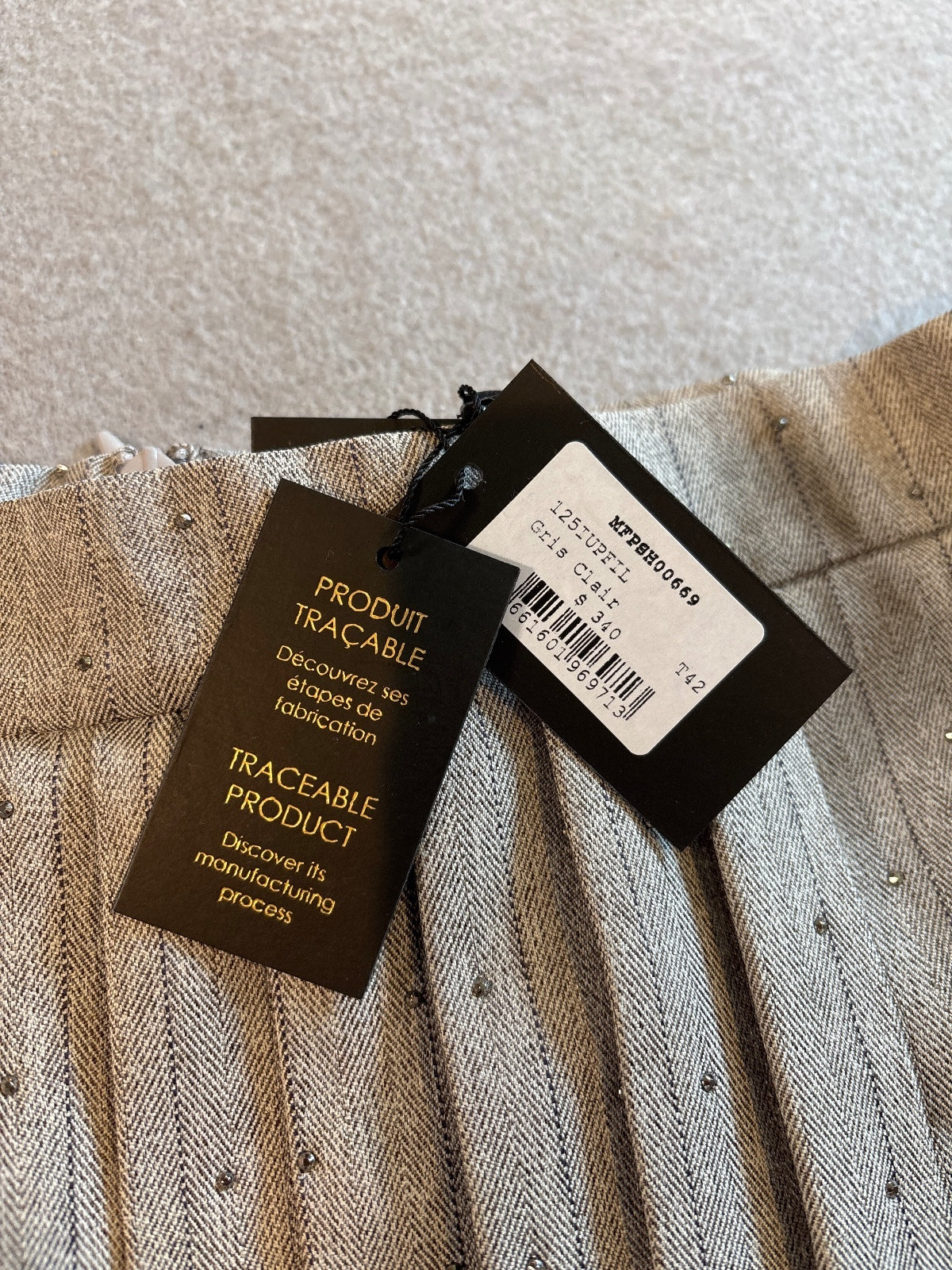 Maje Gray Pleated Mini Skort Shorts Size 42